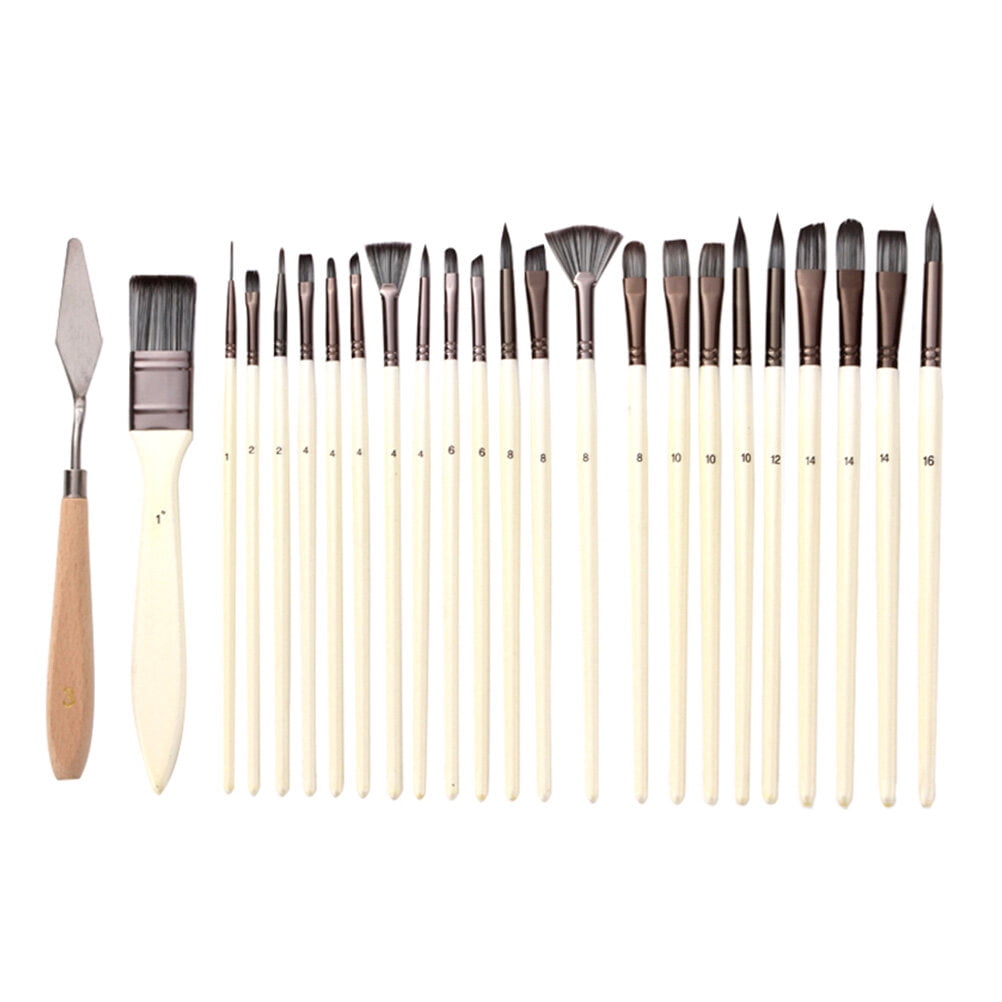 Painting brushes 24pcs Painting Brushes Set Nylon Hair Brushes for Oil
