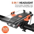 thumbnail image 3 of 5in1 Bike Front Bracket Lamp Horn Mobilephone Holder Warning Bell Powerbanks MTB Bike Flashlight USB Rechargeable Cycling Accessories with 5 Alarm Sound Effects, 3 of 7