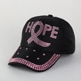 thumbnail image 2 of WMNTST Women's Rhinestone Baseball Cap Cancer Awareness Ribbon All-Season Cap Sparkly Classic Athletic Leisure Dad Hat, 2 of 4