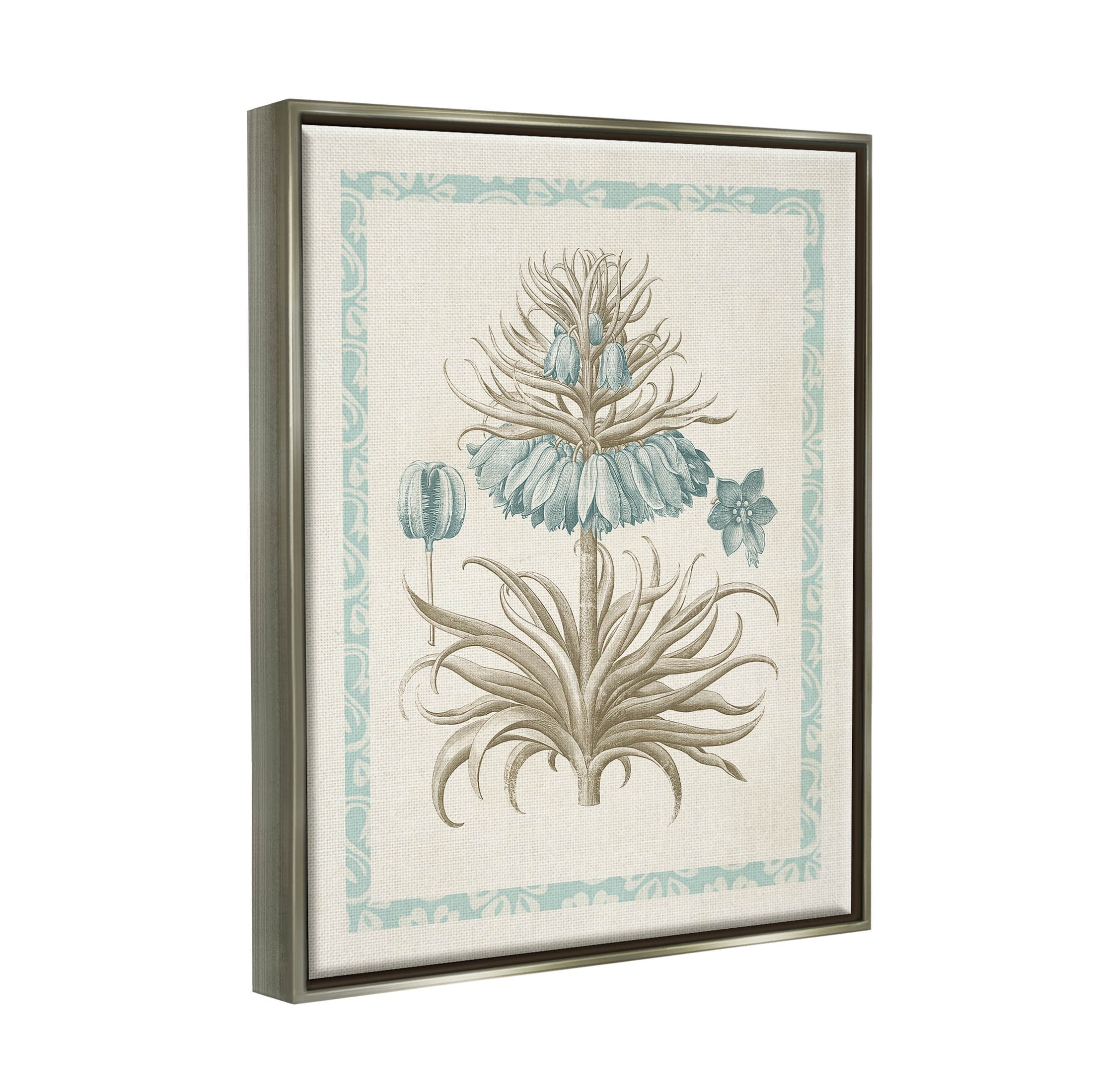 Stupell Industries Vintage Detailed Flower Study Graphic Art Luster Gray Floating Framed Canvas Print Wall Art, Design by Vision Studio