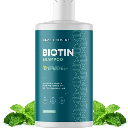 Volumizing Biotin Shampoo for Thinning Hair -Thin Hair Shampoo with Peppermint Argan and Essential Oils for Hair Care - Vegan Sulfate Free Shampoo for Damaged Dry Hair Paraben and Cruelty Free (Mint)