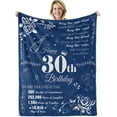 thumbnail image 1 of LHSHID 30th Birthday Gifts for Women Blanket Happy 30th Birthday Decorations Throw Blanket for Her Birthday Gifts for Wife Mom Men Cheers to 30 Years Gifts Blue 30"x40", 1 of 8