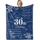 thumbnail image 1 of LHSHID 30th Birthday Gifts for Women Blanket Happy 30th Birthday Decorations Throw Blanket for Her Birthday Gifts for Wife Mom Men Cheers to 30 Years Gifts Blue 30"x40", 1 of 8