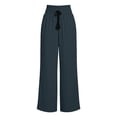 thumbnail image 6 of JSROAC Wide Leg Pants for Womens Smocked High Waist Dressy Casual Trousers Tie Front Solid Color Gauze Lounge Pants With Pockets Fall Fashion, 6 of 6