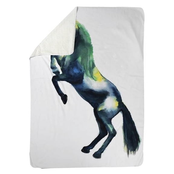 Begin Home Decor 5545-6080-AN367 60 x 80 in. Greeting Horse-Sherpa Fleece Blanket