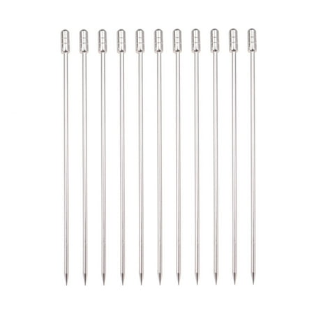 

OUNONA 10 Pcs 304 Stainless Steel Food Picks Reusable Cylinder Shaped Cocktail Picks Dessert Picks for Dinner Party BBQ (Silver)