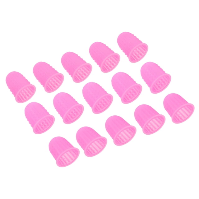 Protector de Punta de Dedo de Silicona Uxcell, Guardapulgar de Goma, Rosa, 3 Tamaños Variados, Paquete de 15