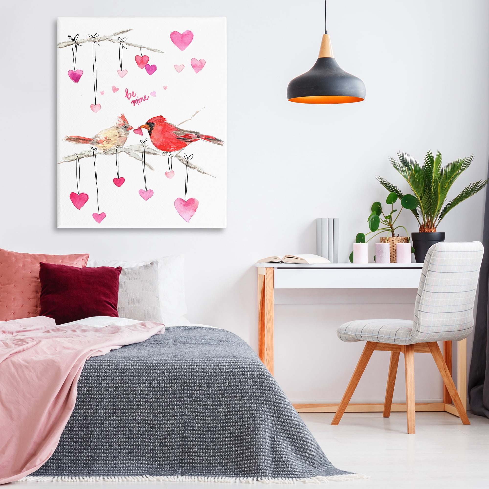 Stupell Industries Be Mine Cardinals Holiday Painting Gallery Wrapped Canvas Art Print Wall Art, 36 x 48