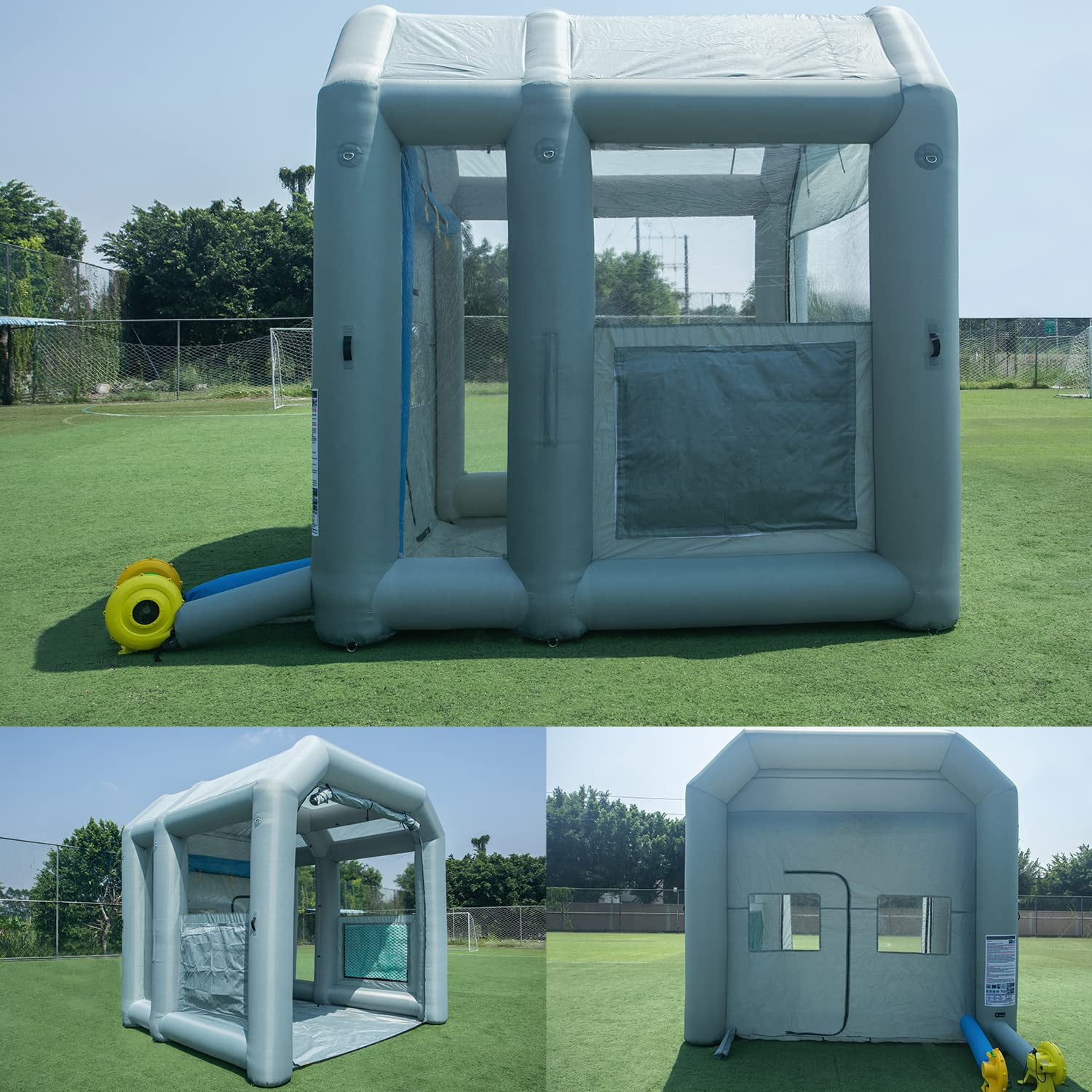 Inflatable Paint Spray Booth 12.5x11.2x11.2ft 2-Blowers 370W/550W with Dual Air Filters Portable for Cars & Furniture, Single Pack Gloss Finish