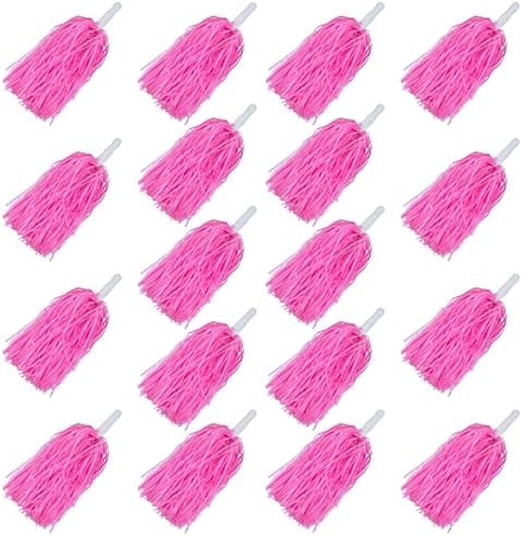 WLIKKS 18PCS Cheerleading Pom Poms Plastic Cheerleader Pom Poms for Sports Squads Dancing Party Football Basketball Spirit Sports Stage Performance Celebration (Pink)