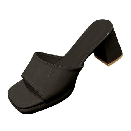 OJSFQUFP Womens Summer Slippers Women s Ladies Fashion Girls Leather Solid Color Sandals Casual Shoes Slippers Soft Sole Outdoor Beach Shoes Womans Slippers Black 36