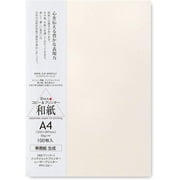 Washi Paper Sheet A4 Size [Plain Natural] Printer Paper (100 Sheets), Laser and Inkjet Printable for Printing, Greeting, Invitation, Craft, Made in Japan (47361)