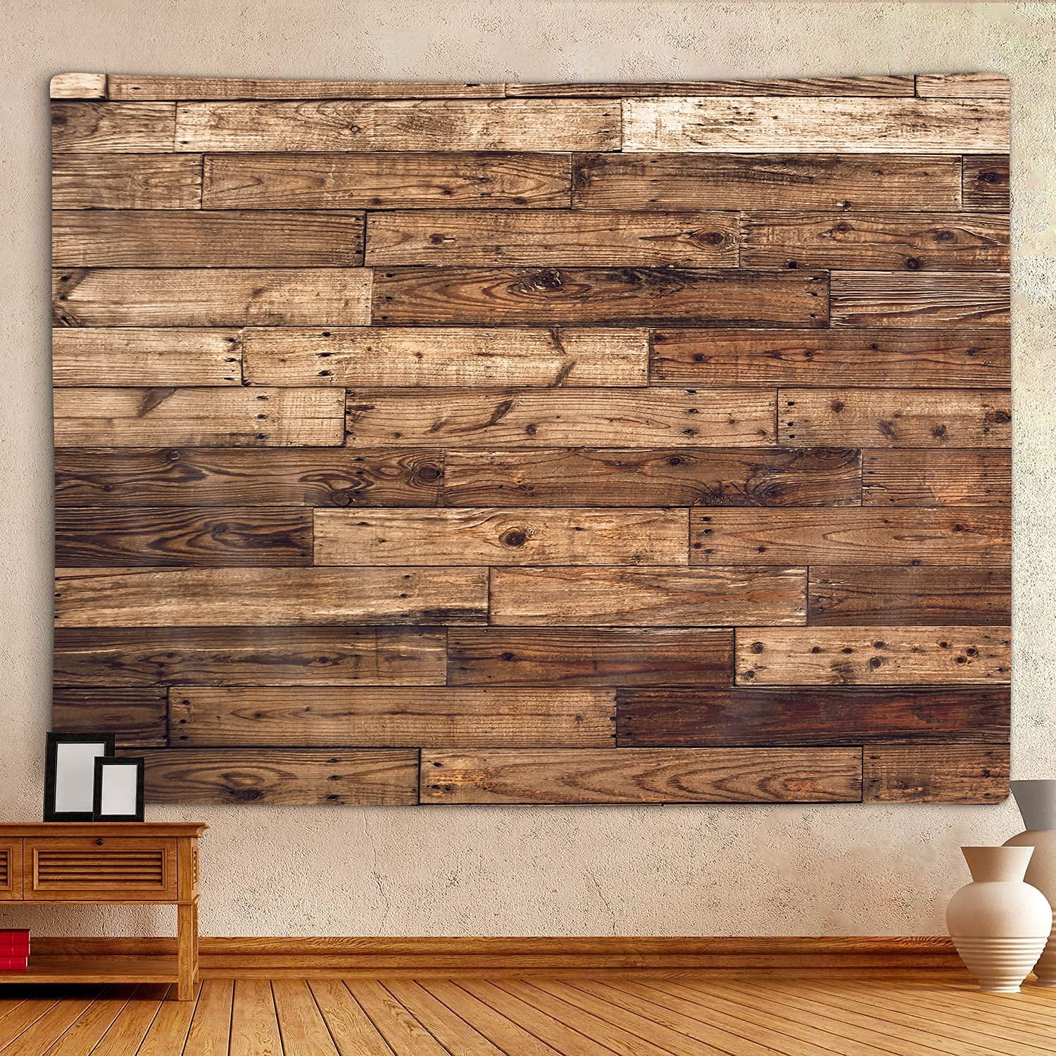 Rustic Wooden Country Barn Door Tapestry Wall Hanging, Retro Style