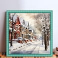 thumbnail image 2 of (14CTABB-343__C__ 50x50) Hilo algodón ecológico bordado 14CT 2 hebras impresión 50*50cm escena nieve callejera kit serie paisaje punto cruz, 2 of 9
