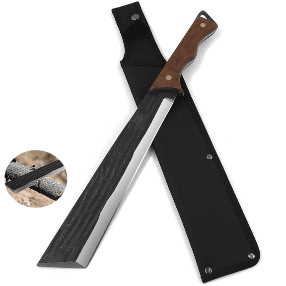 WICING 16.7" Machete for Tree Cutting & Brush Clearing, Full Tang Stainless Steel Blade with Sheath for Camping and Yard Wor