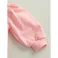 thumbnail image 6 of Qiylii Baby Girls Solid Color Outfit Lantern Sleeve Round Neck Sweatshirt + Flared Pants, 6 of 9
