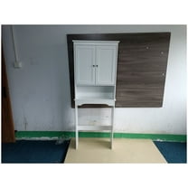 Over The Toilet Storage Cabinet, Bathroom Shelf Organizer, White Wood Space Saver - Adjustable Shelves, Tipover Restraint Included