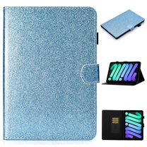 Dteck Case for iPad 11-inch (A16) 2025/iPad 10th Generation 10.9-inch 2022,Magnetic Smart Leather Card Wallet Bling Glitter Case Kickstand Cover with Pencil Holder for iPad 10th/11th Gen,Blue