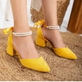 thumbnail image 4 of Miranda - Zapatos de tacón amarillos con perlas amarillo 8.5, 4 of 9