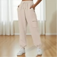 thumbnail image 2 of BODOAO Women's Sweatpants Baggy Cotton High Waisted Cinch Bottom Joggers with Pockets Casual Cute Lounge Workout Sweat Pants Thin Loose Sweatpants Comfortable Pants with Pockets Sweatpants Beige L, 2 of 9