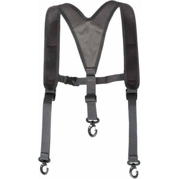 Tool Belt Suspenders, Gray Padded Work Suspenders with Breathable Mesh, Adjustable Length 25.6-44.1 in / 65-112 cm, Dual-Shoulder Design for Stable Support and All-Day Comfort for Work