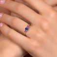 thumbnail image 4 of Gem Stone King 10K Yellow Gold Blue Created Sapphire and Pink Moissanite Engagement Ring for Women | 1.06 Cttw | Round 5MM | Gemstone September Birthstone | Size 6, 4 of 6