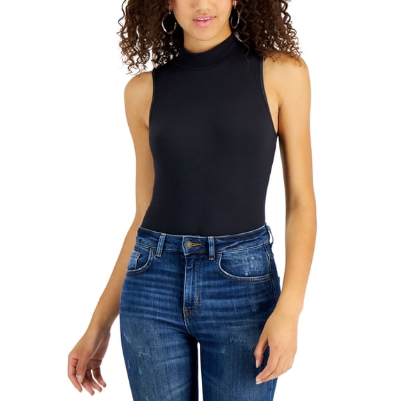 Juniors' Seamless Mock-Neck Bodysuit Black S/M