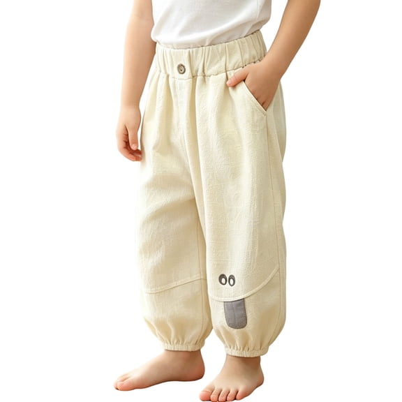 KyCheLot Cotton Sweatpants for Kids Full Length Elastic Waist Joggers with Pockets Trendy Cute Schoolwear