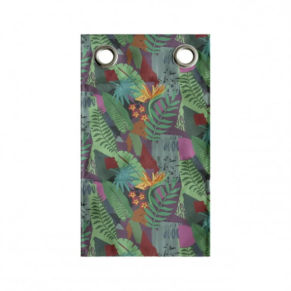 Leaves Hanging Pocket Organizer, Tropical Jungle Leaves and Branches Colorful Foliage Island Composition Wildlife, Printed Polyester Storage Bag with Pockets, 9" x 27", Multicolor