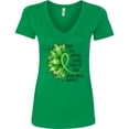 thumbnail image 3 of Inktastic Mental Health Awareness Green Sunflower Ribbon Women's V-Neck T-Shirt, 3 of 5