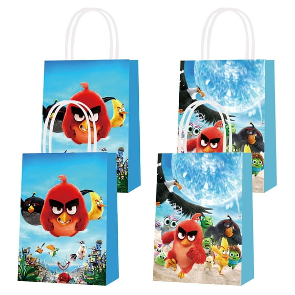 16 PCS For Angry Birds Theme Party Favor Bags with Handles – 2 Styles with Handles, Cute & Colorful Gift Bags for Candy, Treats, and Party Decorations