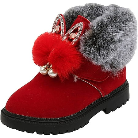 

QWZNDZGR Kids Snow Boots Boys Girls Winter Boots Fur Boots Ankle Sneaker Soft Sole Non Slip Warm Booties Prewalker