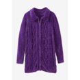 thumbnail image 4 of Woman Within Plus Size Chenille Zip Cable Cardigan Sweater, 4 of 6