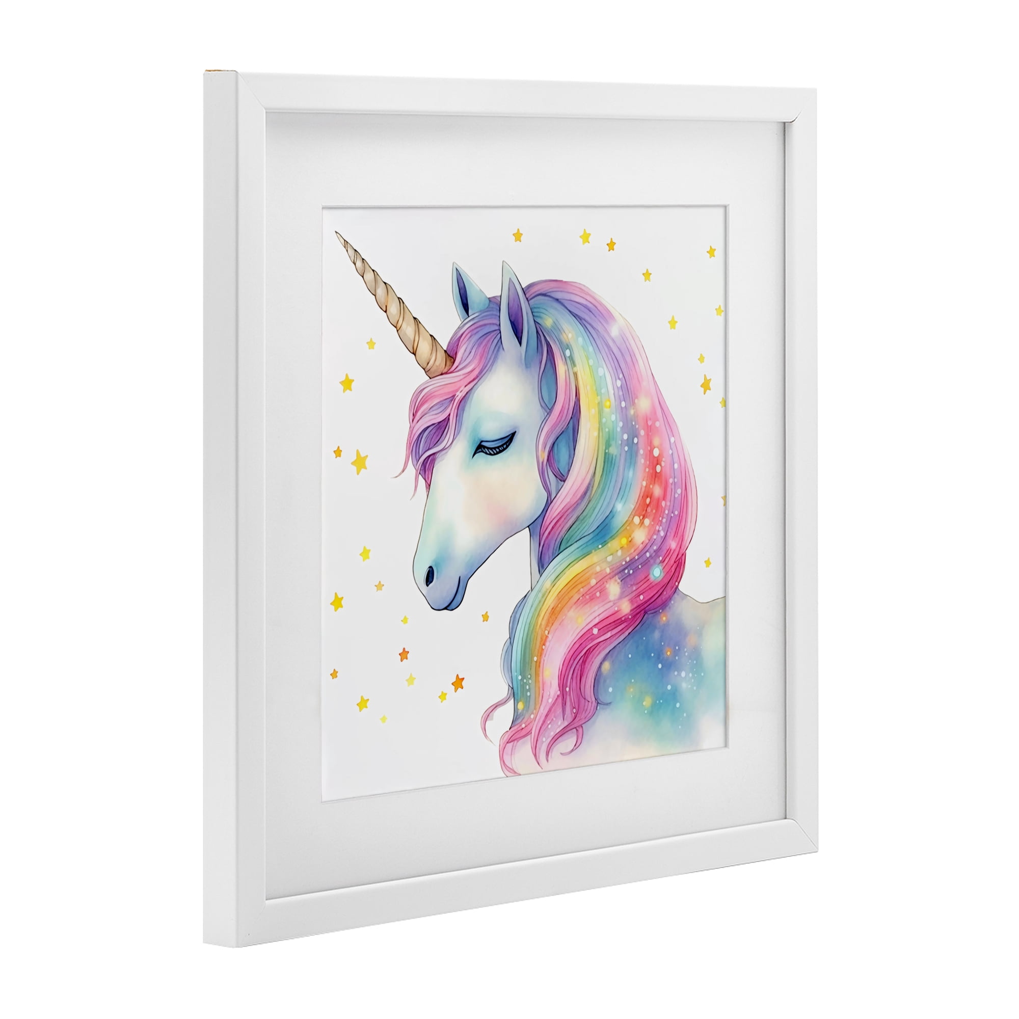 Stupell Industries Enchanted Rainbow Mane Unicorn White Framed Print Under Glass, design by Creative Studio