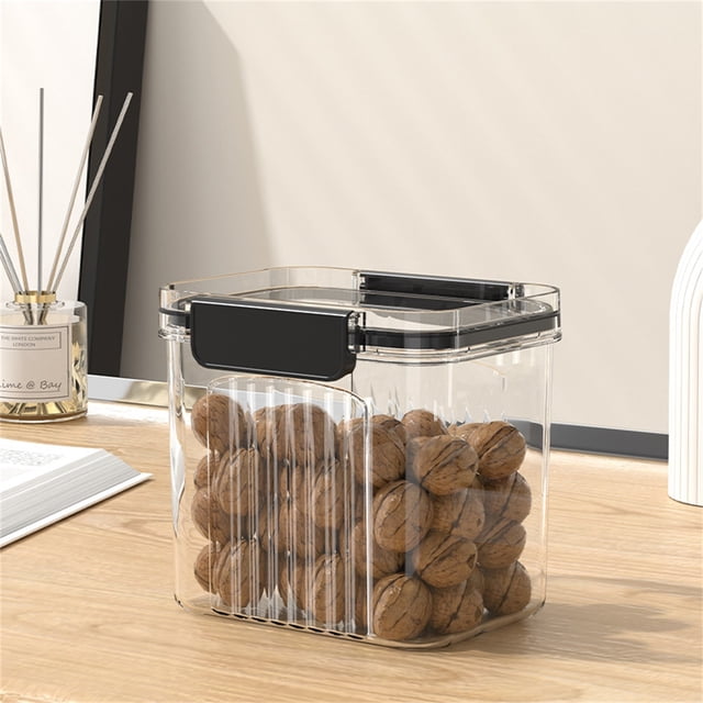 Cqxid Food Storage Under $5 Food Storage Containers Transparent Air Tight House Kitchen Pantry Organization And Storage Jar Nut Candy Rectangular Transparent Buckle Dry Storage Jar 1pc