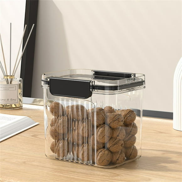 Flash Deals Food Storage Containers Transparent Air Tight House Kitchen Pantry Organization And Storage Jar Nut Candy Rectangular Transparent Buckle Dry Storage Jar 1pc Glass Food Storage Containers