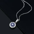 thumbnail image 2 of Gem Stone King 925 Sterling Silver Blue Created Sapphire and White Lab Grown Diamond Round Pendant Necklace for Women (0.42 Cttw, Gemstone Birthstone, with 18 inch Chain), 2 of 3