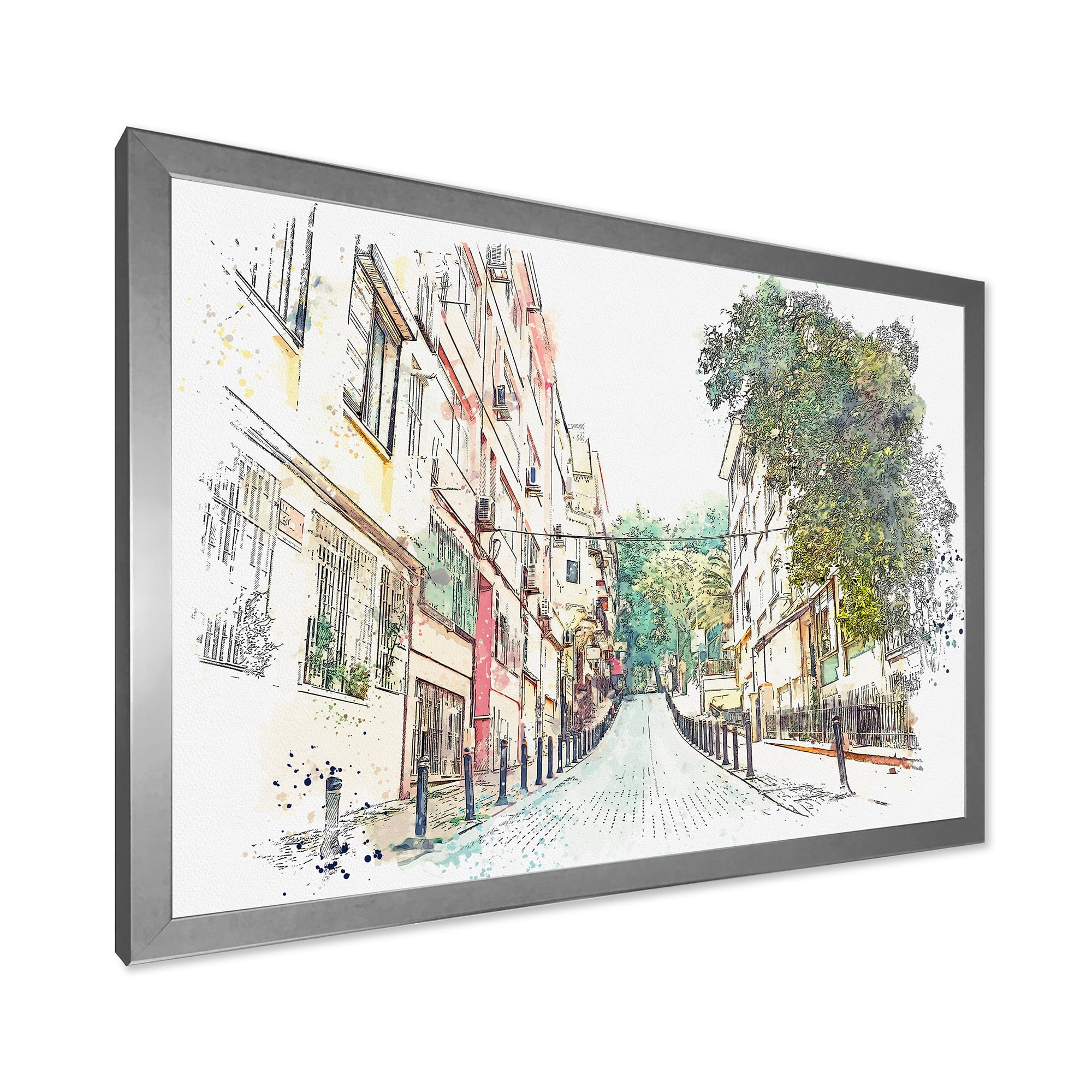 Designart 'Traditional Street In City Istanbul' Traditional Framed Art Print