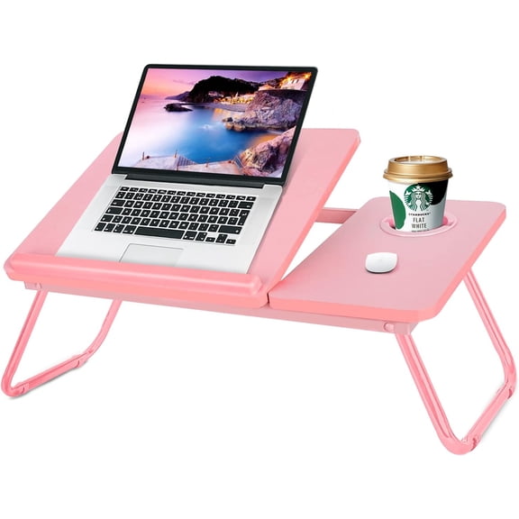 Laptop Desk for Bed Couch, Portable Lap Desk for Laptops, Bed Table for Laptops, Foldable Laptop Stand for Beds, Bed Desk for Writing (Candy )