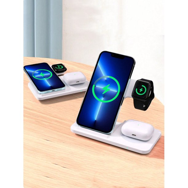 Wireless Charging Station Foldable 3 in 1 Fast Charger Stand Dock for Apple Watch Airpods iPhone 15 14