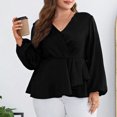 thumbnail image 5 of BSDJILFG Pajama Tops for Women Long Sleeve Plus Size Casual Leisure Wear V-Neck Chiffon Ruffle Comfy Cool Loose Fit Solid Color Henley Basic Tee Shirts Loungewear Sleepwear ,S-5XL, 5 of 9