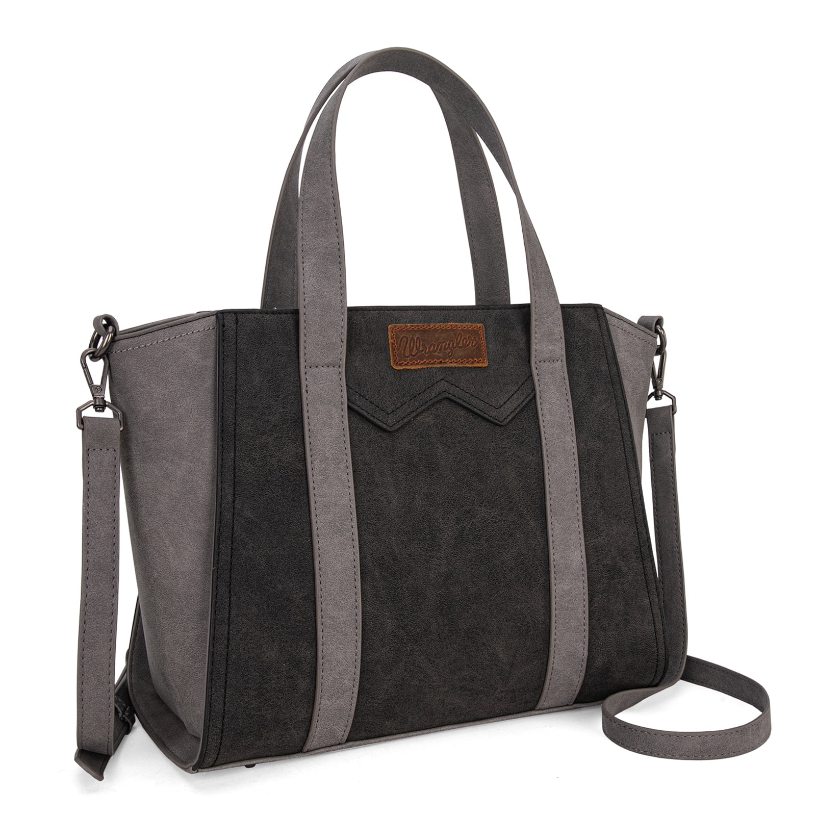 Wrangler Color Block Tote Bag for Women - Stylish Large Shoulder Purse and Handbag, Black
