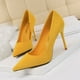 thumbnail image 3 of Zapatos de tacón alto con punta estrecha y boca poco profunda de gamuza para mujer, edición coreana, sexys, ajustados, para mujer, 3 of 4