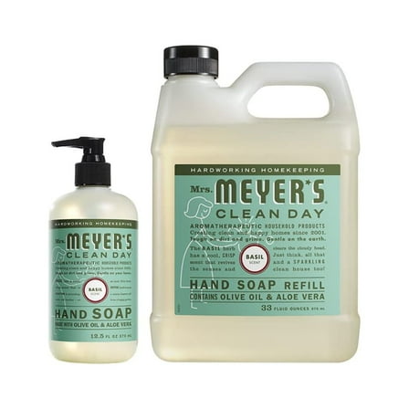 Mrs. Meyer's Liquid Hand Soap Variety, 1 Basil Refill, 1 Basil Hand Soap, 1 CT