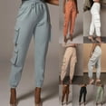 thumbnail image 3 of YESTUNE Women High Waist Jogger Cargo Pants Drawstring Solid Loose Pockets Sweatpants, 3 of 19