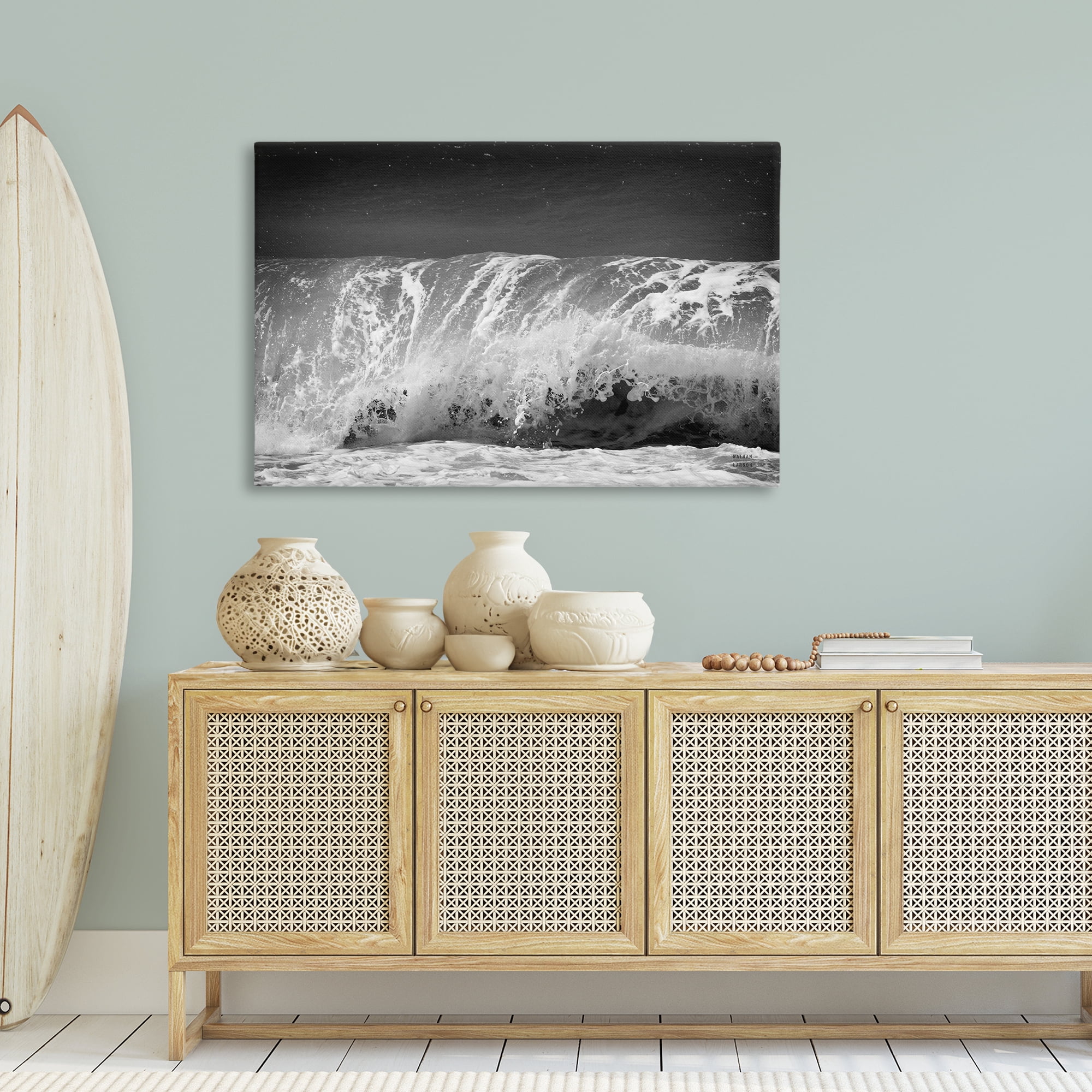 Stupell Industries Rolling Waves Night Sky Landscape Photography Gallery Wrapped Canvas Art Print Wall Art, 45 x 30