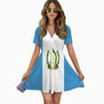 thumbnail image 2 of Flag Of Guatemala Women Dress V-Neck Short Sleeve Flowy Swing Party Midi Dress, 2 of 4