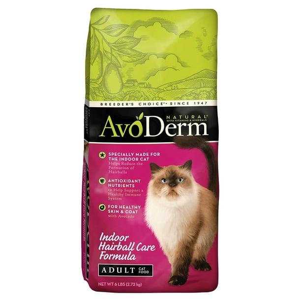 AvoDerm Natural Indoor Hairball Formula Corn Free Dry Cat Food, 6 lb