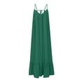 thumbnail image 5 of up to 60% off Gifts Usmixi Formal Dresses for Women Plus Size Casual Flowy Ruffle Swing Spaghetti Strap Beach Long Dresses V-Neck Sleeveless Solid Summer Maxi Dress Green l, 5 of 5
