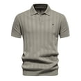 thumbnail image 2 of Yaoyar Mens Knitted Polo Shirt Short Sleeve Knit Texture Shirt Men Short Sleeve Turndown Collar Blouse Shirt Khaki,S, 2 of 9